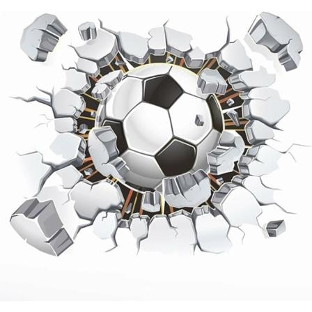 3d fodbold vægklistermærker (40x50 cm) I dekorative klistermærker Sport