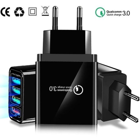 4 Port Snabbladdning 4,8A väggladdare QC3.0