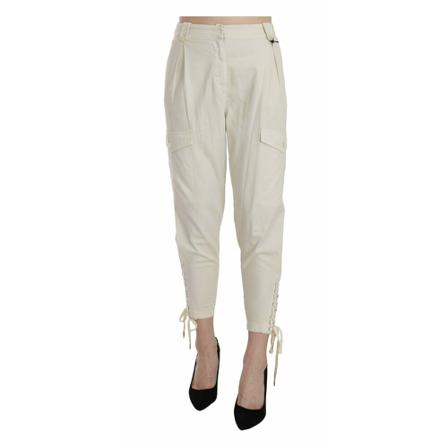 Just Cavalli High Waist Tapered Cropped Bukser Hvid, Dame Bukser