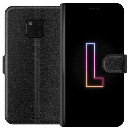 Kompatibelt Lommeboketui til Huawei Huawei Mate 20 Pro Minimalistisk neonbokstav L i mykt fargeskiftende lys mot svart bakgrunn med ren grafisk esteti