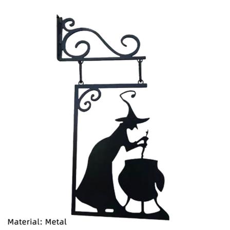 Halloween Metall Vintage Heks Form Støpejern Hage Hjørneskilt Mystisk