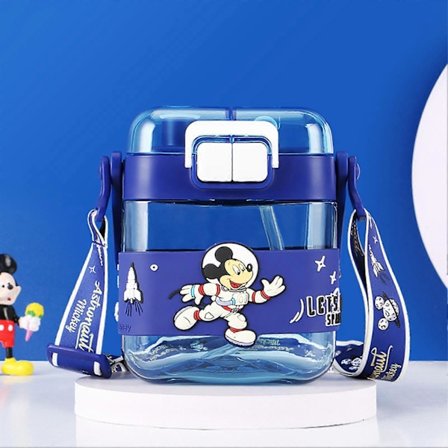 600ML Vattenflaska med Stor Kapacitet, Tecknad Flip Top Vattenflaskor för Kontor, Arbete, Hemma, Sport