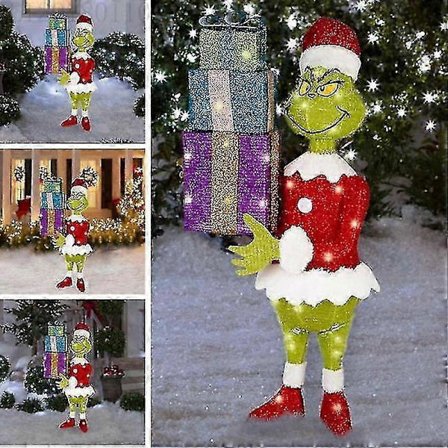 LED Julegårdsdekoration Julemand Grinch Kommer Udendørsbelysning[D]