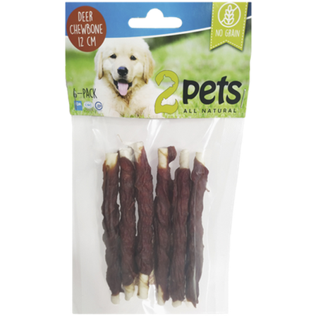 2 pets - Dogsnack Deer tyggebein 12 cm/6 stk. - Hund - Hundegodbiter & tyggebein - Tyggeruller & tyggepinner - ZOO.no