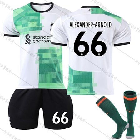 23 Liverpool borta fotbollströja NR 66 Alexander-Arnold tröja set