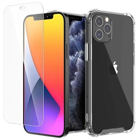 Fodral för iPhone 13 mini Silikon TPU Stötsäker Transparent + 2 härdade glasögon Skärmskydd E.F.Anslutning