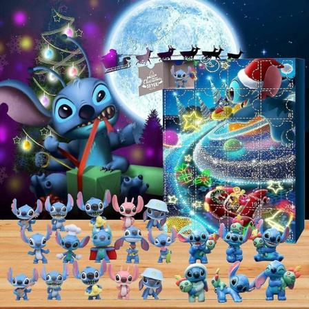 Anime Stitch julekalender kompatibel for barn - 24 dagers julekalender - 24 stk tegneserie leker ornament B Set