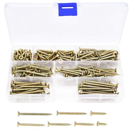 1 boks med 200 stk. treskruer M4 Grov gjenge Selvskjærende skruer