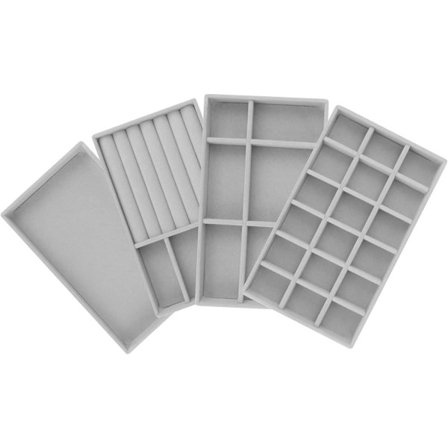 4 stk. Smykkeskuffe Organizer Sæt, Smykkeskrin Organizer Smykkeopbevaring Display Showcase Smykkeopbevaringsbakke