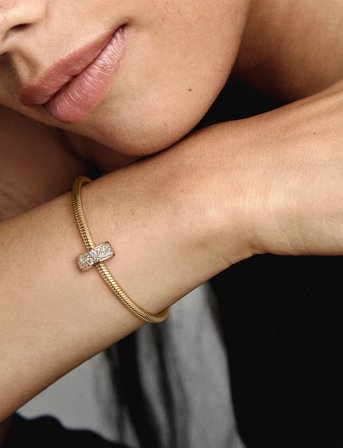 Pandora 14K Gold-Plated Clip With Clear Cubic Zirconia And Silicone Grip - Gold - ONE SIZE