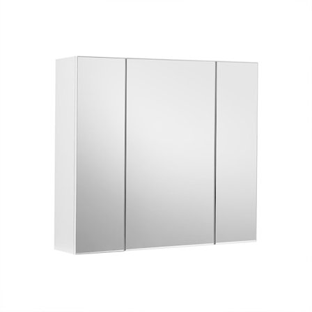 Peilikaappi 3 peiliovella ja säädettävillä hyllyillä - Valkoinen