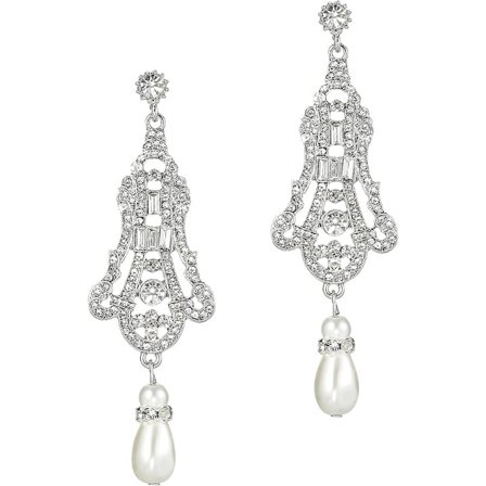 1920'er Art Deco Gatsby Øreringe 20'er Flapper Gatsby Tilbehør Vintage Bryllup Dingle Perle Øreringe