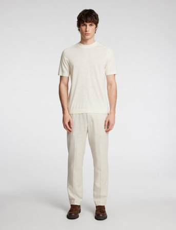 Selected Slhtray Ss Knit Merino Crew Neck - Cream - XL