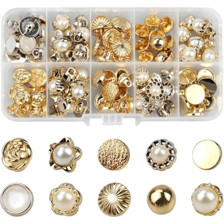 100 stk. Knapper til Søm, 10 Stiler Små Knapper, Knapper for Klær Hatt Jeans Jakke Skjorte DIY Dekorasjon Kjole Klær Genser (10-13mm)