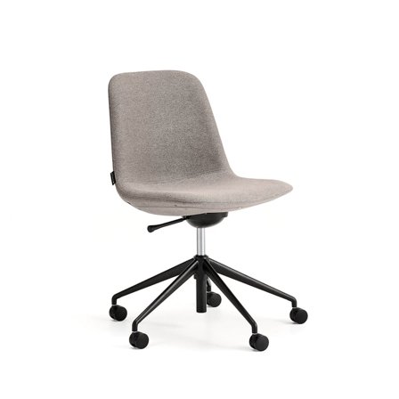 Chair LANGLEY, low seat, wheeled, black/taupe