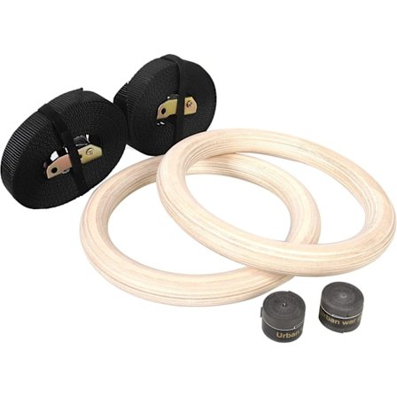 Treginger i tre, justerbare sportsfitnessringer i tre 28 mm med 2 nylonstropper 2,5 m, treningsringer for hjemmetrening, kontor