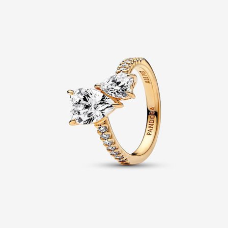 Pandora - Dobbel glitrende hjertering - 14k gullbelegg