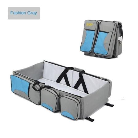 Vaippalaukut Äitilaukku Taitettava monitoiminen suuri kapasiteetti äiti- ja baby Gray with light blue
