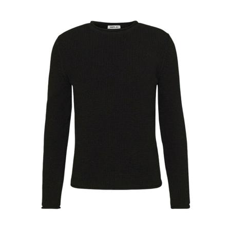 Replay, Round-neck Knitwear Zwart, Heren, Maat:L