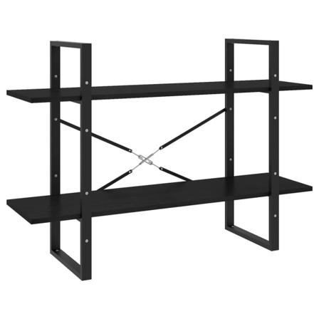 Vidaxl Bokhylla 2 Hyllplan Svart 100x30x70 Cm Massiv Furu Svart