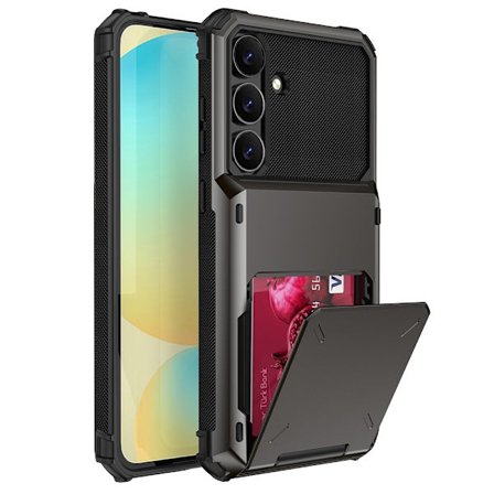 SKALO Samsung S25 FE Armor Flip Korthållare Suojakuori - Harmaa