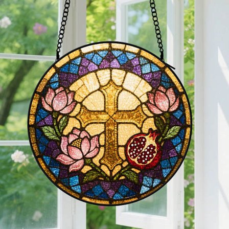 Kultainen risti aurinkosieppari riippuva koriste - Ikkunakoriste aurinkosiepparit aviomiehelle, vaimolle, pariskunnalle, poika-tyttöystävälle, 