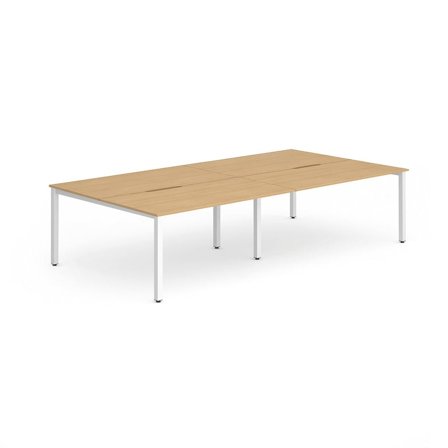 Bench desk EVOLVE, 4 person, 2800x1600 mm, beech-white