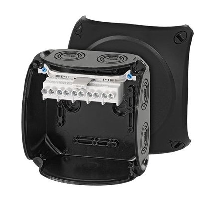 Hensel KF 0606 B Koblingsboks svart, IP66, glassfiber, 6 mm² 130x130 mm, Installasjonsmaterial