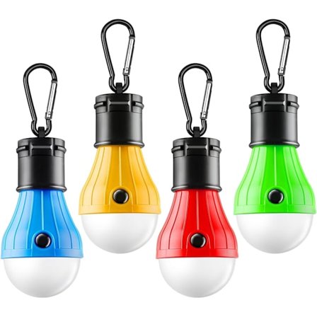 Bärbar LED-campingtältlampa, 4-pack, klämma krok, orkan nödbelysning, LED-lampor