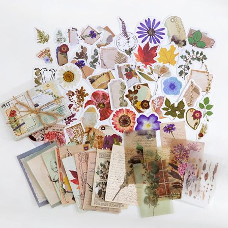 Scrapbooking-klistermærker, 120 stk. blomsterklistermærker Scrapbooking Bullet Scrapbooking Vintage-klistermærker