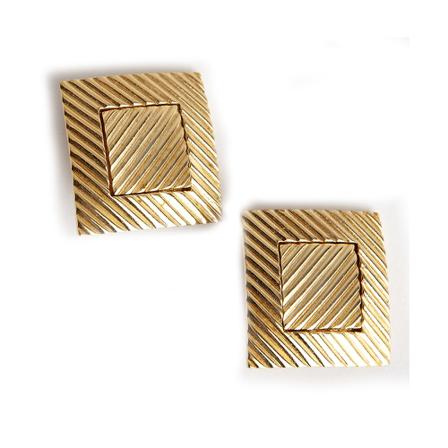 Givenchy Pre-owned square earclips , Geel , Dames , Maat: ONE Size Vintage Sieraden