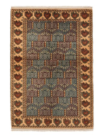 Alfombra Turkaman 138X198 Marrón/Negro (Lana, Persia/Irán)