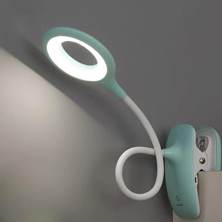 LED Leselampe Klemmelampe Skrivebordslampe for Barn med Fleksibel Hals USB Oppladbar e-leser Studier Arbeid, Blå