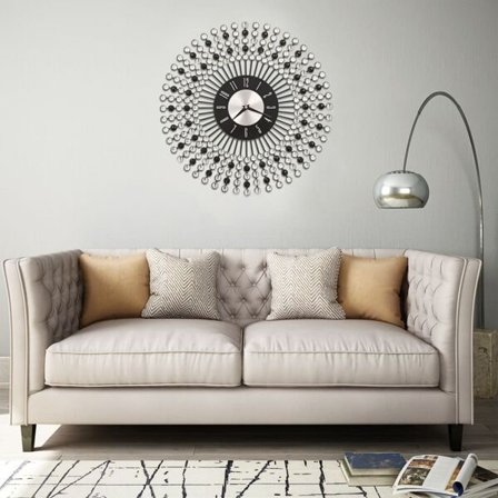 vidaXL Vægur metal 43 cm sort Sort