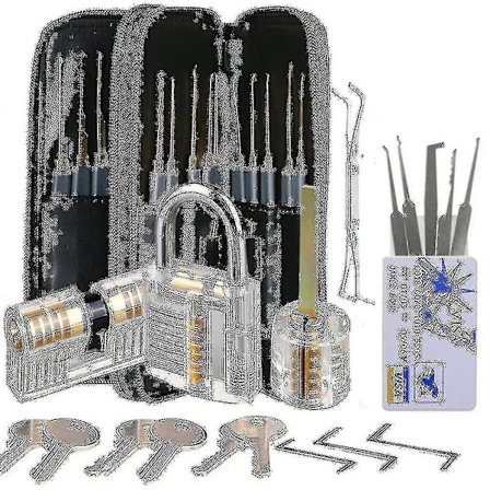 30-delad låsplockningsuppsättning 3 transparenta övningslås för nybörjare och låssmedsträning