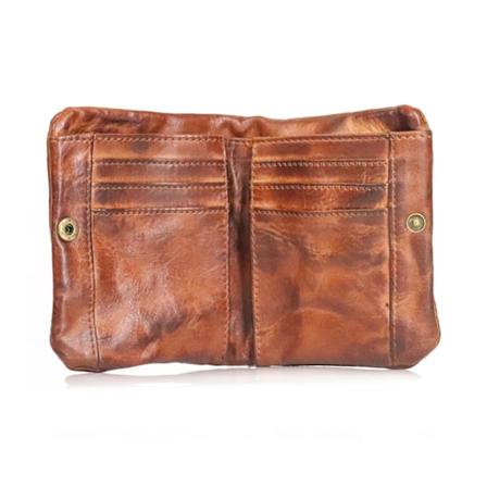Håndlavet Bifold Punge Kort Taske Top Layer Kohud Læderpung Med Lynlås Dark Brown