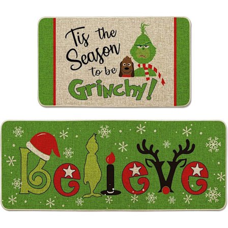 Oikukas Grinch-aiheinen mattosarja, 2 kpl (17x30 + 17x47 tuumaa)