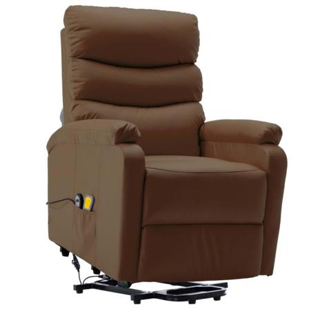 Vidaxl Massagefåtölj Med Uppresningshjälp Brun Konstläder Brun
