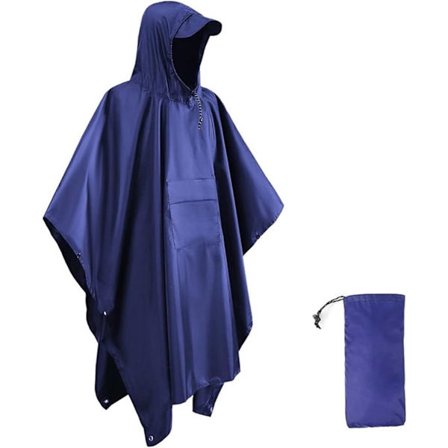 ING Regnjakke, Regnponcho med oppbevaringspose, 210*140 cm, Vanntett regnjakke, 3-i-1 multifunksjonell regnjakke