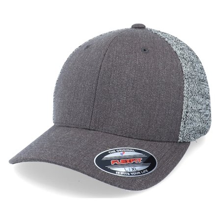 Flexfit - Grey flexfit Czapka Z Daszkiem - Melange Black/Grey Trucker Flexfit @ Hatstore