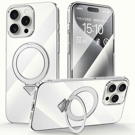 SULADA Skal för iPhone 15 Pro Max Kompatibelt med MagSafe Stöd Klar PC Telefonfodral
