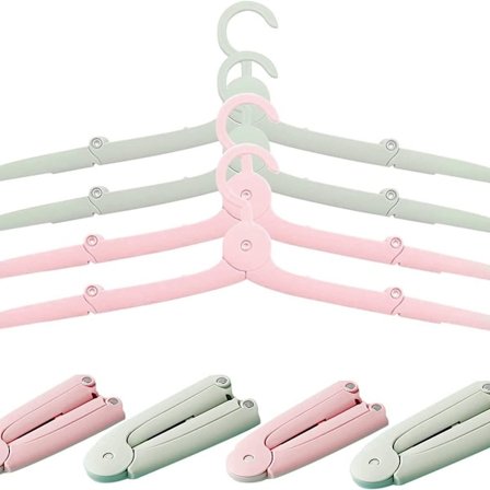 4-pakks sammenleggbar kleshengere for reiser, kleshengere med 5 m klesvaskesnor for utendørs bruk