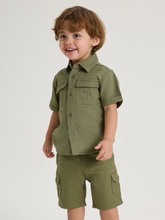 Gewebtes Cargohemd - 86 - kinderbekleidung - green - Polarn O. Pyret