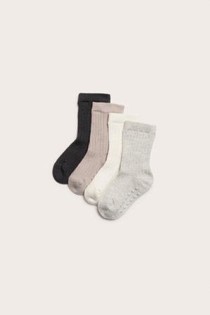 Kappahl | 4-pk. ribbestrikkede sokker til baby | Offwhite