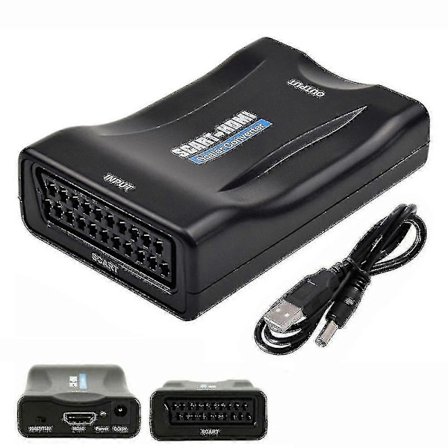 Scart Till HDMI Adapter 1080p Video Ljud Konverterare USB Kabel För TV DVD