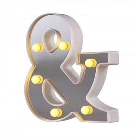 LED-bokstavlys 26 bokstaver Lys opp bokstaver Skilt Perfekt for nattlys Bryllup Hjem Bar Dekorasjon (Symbol &)