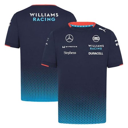 Williams Racing Team T-paita miehille ja naisille, pyöreä pääntie, lyhythihainen (laivastonsininen) 2024 laivastonsininen M