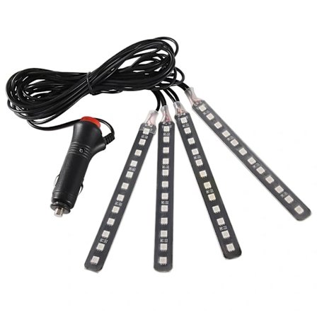 /EA/12V 4x 12SMD Auton sisätilan RGB LED-nauhavalot Jalkatilan tunnelmavalon kaukosäädin (punainen)