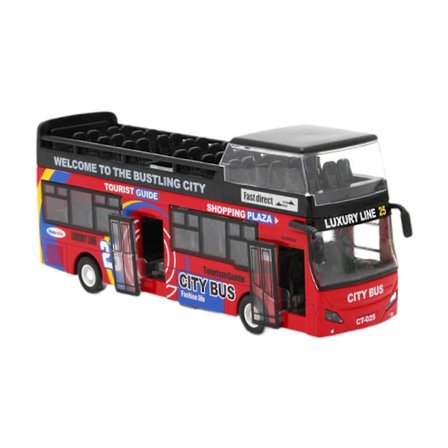 Dobbeltdækkerbus Legetøj Døre Åbner Simulation Bybus til Børn Drenge Piger Gul