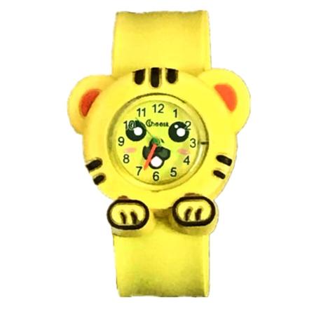 Tegneserie barneklokker Klokke som indikerer Quartz elektronisk armbåndsur (Tiger Yellow) - Perfet